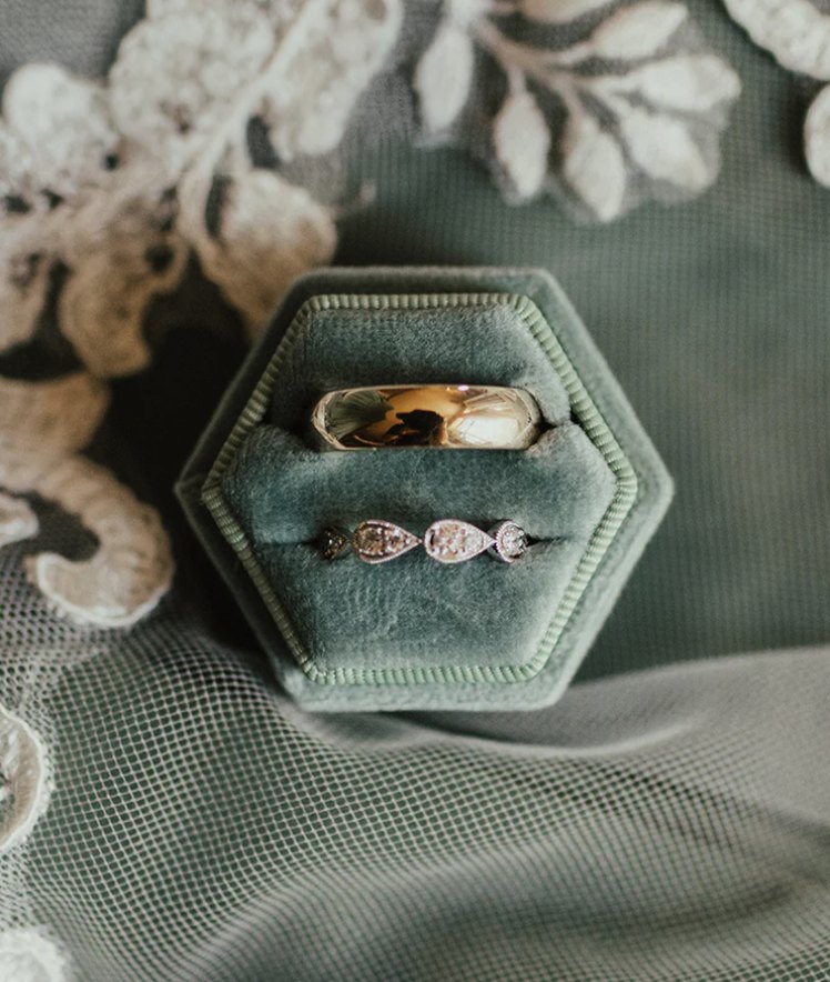 Wedding bands in a velvet ring box